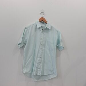 Blue Short Sleeve Dress Oxford Shirt Mens 15.5 Cotton Striped ROBERT ALAN